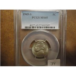 1945-S 35% SILVER JEFFERSON WAR NICKEL PCGS MS65