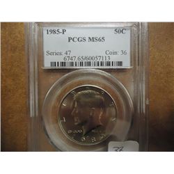 1985-P KENNEDY HALF DOLLAR PCGS MS65
