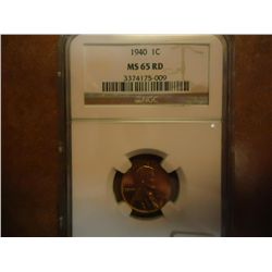 1940 LINCOLN CENT NGC MS65RD