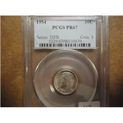 1954 SILVER ROOSEVELT DIME PCGS PR67