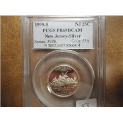 1999-S SILVER NEW JERSEY QUARTER PCGS PR69 DCAM