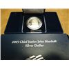 Image 1 : 2005-P CHIEF JUSTICE MARSHALL PROOF SILVER DOLLAR