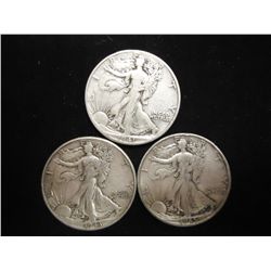 1941,43 & 45-D WALKING LIBERTY HALF DOLLARS