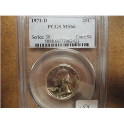 1971-D WASHINGTON QUARTER PCGS MS66