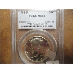 1981-P KENNEDY HALF DOLLAR PCGS MS64