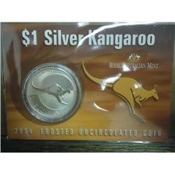 2004 FROSTED UNC AUSTRALIAN $1 SILVER KANGAROO