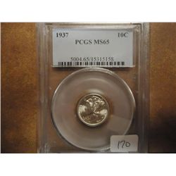 1937 MERCURY DIME PCGS MS65