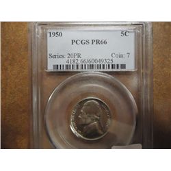 1950 JEFFERSON NICKEL PCGS PR66