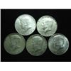 Image 1 : 5 ASSORTED 40% SILVER KENNEDY HALF DOLLARS