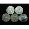 Image 2 : 5 ASSORTED 40% SILVER KENNEDY HALF DOLLARS