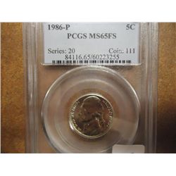 1986-P JEFFERSON NICKEL PCGS MS65FS