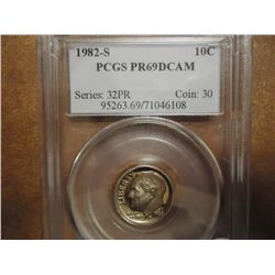 1982-S ROOSEVELT DIME PCGS PR69 DCAM