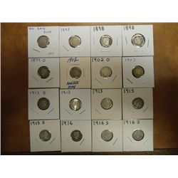 16 ASSORTED BARBER DIMES DATES RANGE FROM 1893-