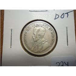 1936 DOT CANADA SILVER 25 CENTS SEMI KEY