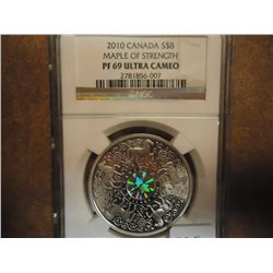 2010 CANADA SILVER $8 "MAPLE OF STRENGTH" NGC