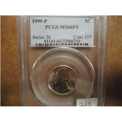 1999-P JEFFERSON NICKEL PCGS MS66FS