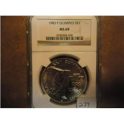 1983-P OLYMPICS SILVER DOLLAR NGC MS69