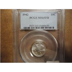 1942 MERCURY DIME PCGS MS65FB