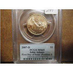 2007-D JOHN ADAMS DOLLAR PCGS MS65 POS. B