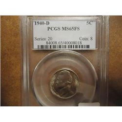 1940-D JEFFERSON NICKEL PCGS MS65 FS