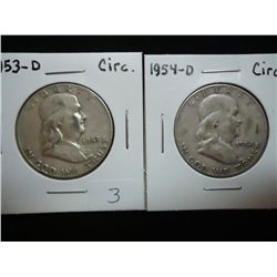 1953-D & 54-D FRANKLIN HALF DOLLARS