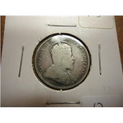 1905 CANADA SILVER 25 CENTS