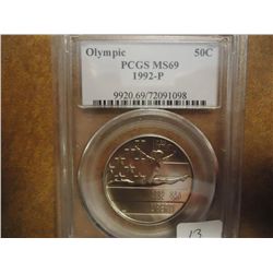 1992-P OLYMPIC HALF DOLLAR PCGS MS69