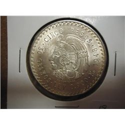 1948 MEXICO SILVER 5 PESOS UNC .8680 OZ. ASW
