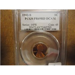 1982-S LINCOLN CENT PCGS PR69 RD DCAM