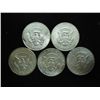 Image 2 : 5 ASSORTED 40% SILVER KENNEDY HALF DOLLARS