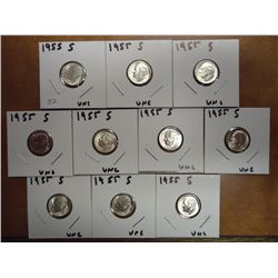 10-1955-S SILVER ROOSEVELT DIMES (UNC)