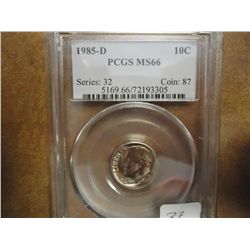 1985-D ROOSEVELT DIME PCGS MS66