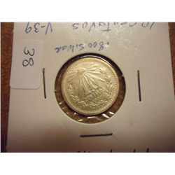 1907 MEXICO SILVER 10 CENTAVOS