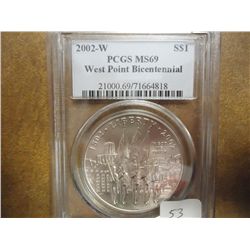 2002-W WEST POINT SILVER DOLLAR PCGS MS69