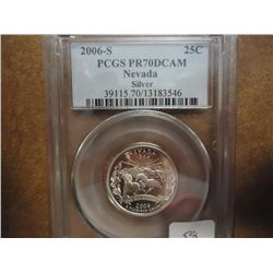 2006-S SILVER NEVADA QUARTER PCGS PR70 DCAM