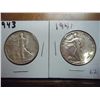 Image 1 : 1941 AND 1943 WALKING LIBERTY HALF DOLLARS