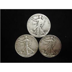 1942,44 & 47-D WALKING LIBERTY HALF DOLLARS