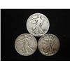 Image 1 : 1942,44 & 47-D WALKING LIBERTY HALF DOLLARS