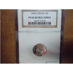 1998-S SILVER ROOSEVELT DIME NGC PF69 ULTRA CAMEO