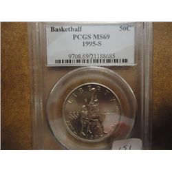 1995-S BASKETBALL HALF DOLLAR PCGS MS69