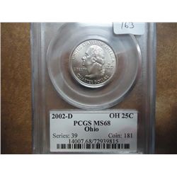 2002-D OHIO QUARTER PCGS MS68