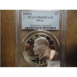 1972-S IKE SILVER DOLLAR PCGS PR69 DCAM