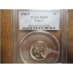 1942-P TYPE II 35% SILVER JEFFERSON WAR NICKEL