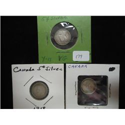 1910,18 & 19 CANADA SILVER 5 CENTS