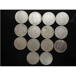 14 ASSORTED LIBERTY "V" NICKELS