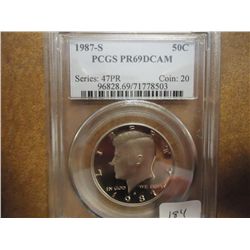1987-S KENNEDY HALF DOLLAR PCGS PR69 DCAM