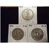 Image 1 : 1940,41 & 42 WALKING LIBERTY HALF DOLLARS