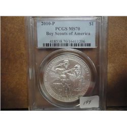 2010-P BOY SCOUTS SILVER DOLLAR PCGS MS70