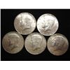 Image 1 : 5 ASSORTED 40% SILVER KENNEDY HALF DOLLARS