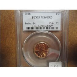 1988 LINCOLN CENT PCGS MS66RD